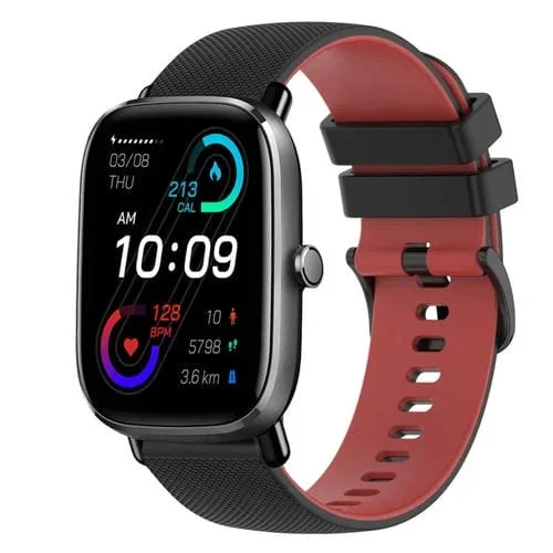 Correa de Reloj de Silicona para Amazfit GTS 2 20mm (Negro + Rojo)