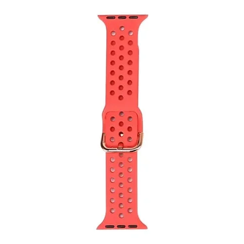 Correa de Reloj de Silicona para Apple Watch Series 8 y 7 41mm y SE 2, 6, 5, 4 40mm y 3, 2, 1 38mm (Rosa Roja)