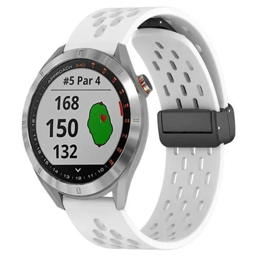 Correa de Reloj de Silicona para Garmin Approach S40 con Cierre Magnético Plegable de 20mm (Blanco)