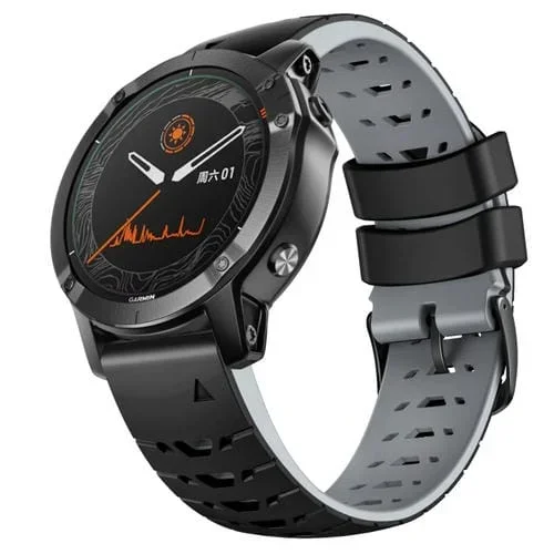 Correa de Reloj de Silicona para Garmin Fenix 7 22mm Liberación Rápida Trapezoidal (Gris Negro)
