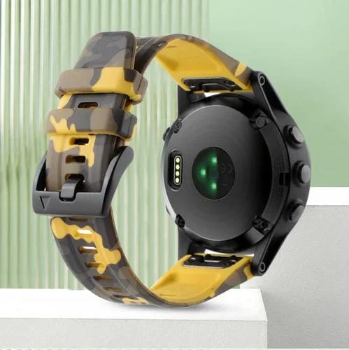 Correa de Reloj de Silicona para Garmin Fenix 7X 26mm (Amarillo Camuflaje)