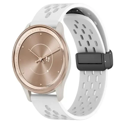 Correa de Reloj de Silicona para Garminmove Trend con Cierre Magnético Plegable 20mm (Blanco)