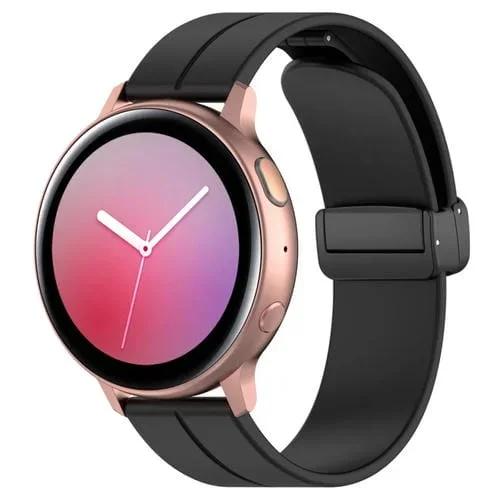 Correa de Reloj de Silicona Universal 20mm con Hebilla Negra Plegable (Negro)