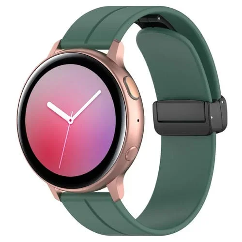 Correa de Reloj de Silicona Universal 22mm con Hebilla Negra Plegable (Verde Oscuro)