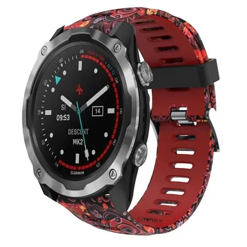 Correa de Reloj Garmin Descent Mk 2I 26mm Silicona Estampado Camuflaje (Rojo + Medusas)