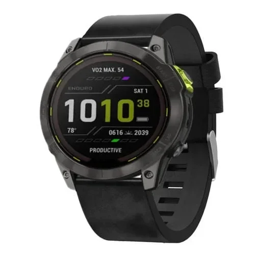 Correa de Reloj Garmin Enduro 2 de Cuero 26mm con Hebilla de Acero (Negro)