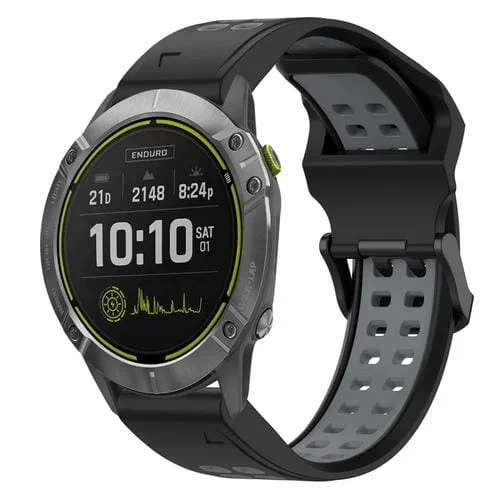 Correa de Reloj Garmin Enduro 26mm Silicona con Hebilla Inversa Dos Colores (Negro + Gris)