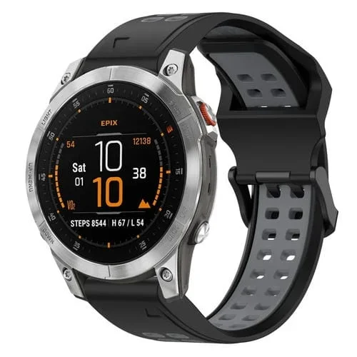 Correa de Reloj Garmin Epix Gen 2 22mm Silicona con Hebilla Inversa (Negro + Gris)