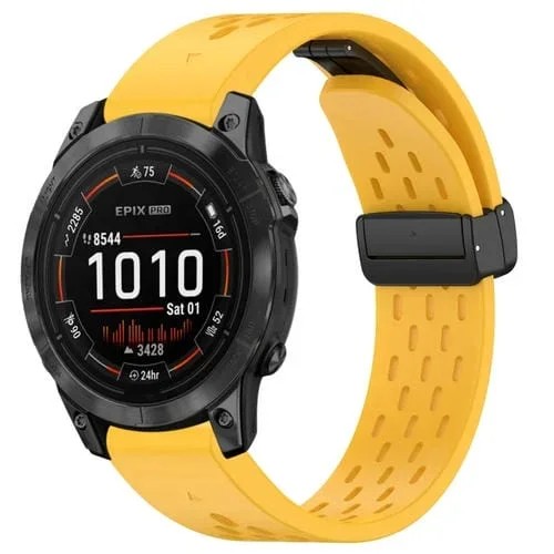 Correa de Reloj Garmin Epix Pro 47mm 22mm Silicona con Hebilla Plegable Magnética (Amarillo)