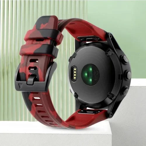 Correa de Reloj Garmin Epix Pro 51mm 26mm Silicona Camuflaje (Rojo)