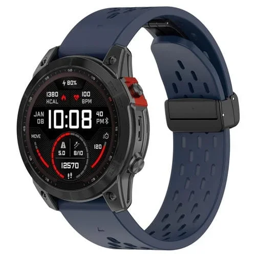 Correa de Reloj Garmin Epix Pro 51mm silicona con hebilla magnética y orificios de liberación rápida (Azul Oscuro)