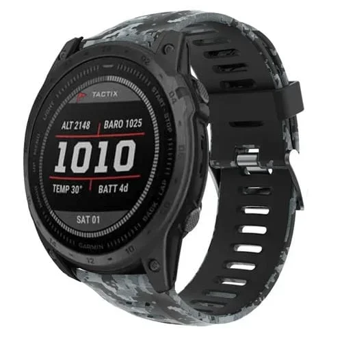 Correa de Reloj Garmin Epix Pro 51mm Silicona Estampado Camuflaje (Negro + Camuflaje Digital)