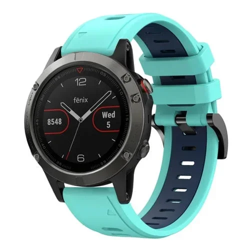 Correa de Reloj Garmin Fenix 5 22mm silicona deportiva dos colores (Verde Menta + Azul)