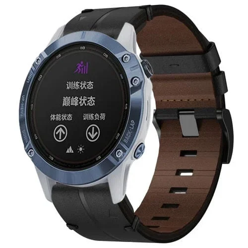 Correa de Reloj Garmin Fenix 6 Sapphire Gps 22mm Textura de Cuero (Negro)