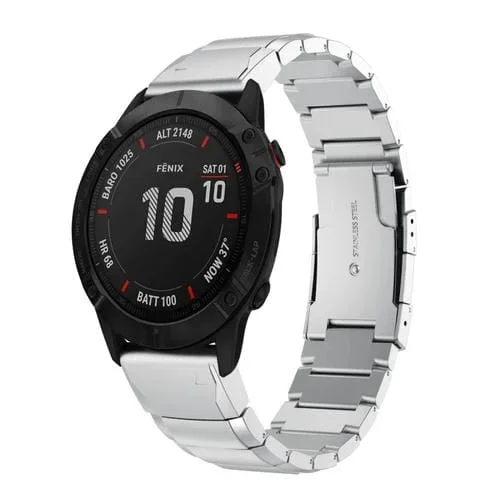 Correa de Reloj Garmin Fenix 6X Pro acero inoxidable con caparazón de tortuga 26mm (Astilla)