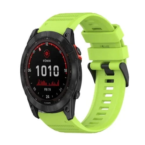 Correa de Reloj Garmin Fenix 7X 26mm Silicona Textura Horizontal con Herramienta (Verde Lima)