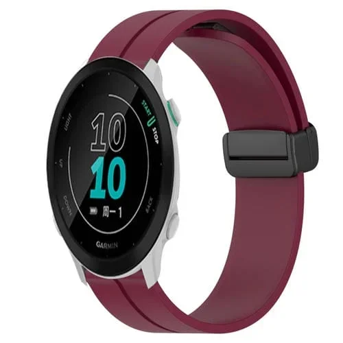 Correa de Reloj Garmin Forerunner 158 20mm Silicona Cierre Magnético (Rojo Vino)