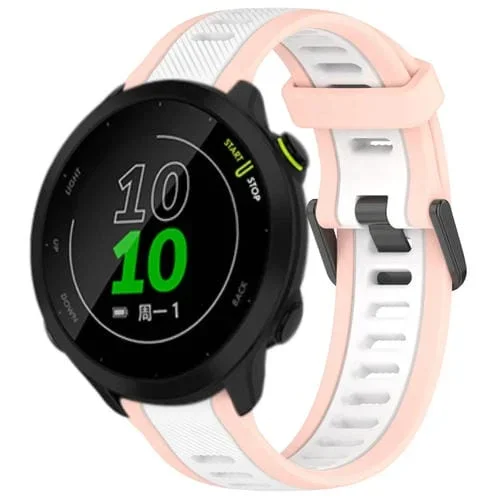 Correa de Reloj Garmin Forerunner 158 Silicona Texturizada Dos Colores 20mm (Blanco + Rosa)