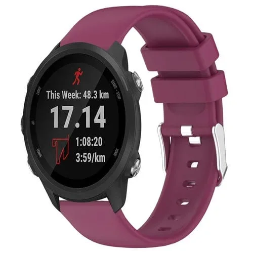 Correa de Reloj Garmin Forerunner 245 Music Silicona Lisa 20mm (Borgoña)
