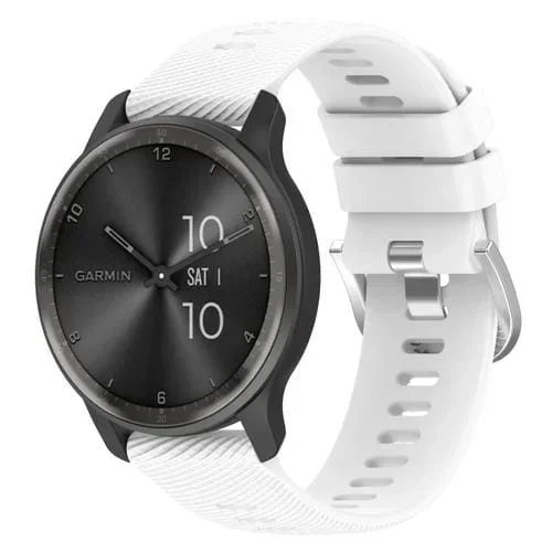 Correa de Reloj Garmin Forerunner 255 Music 22mm silicona color sólido textura cruzada (Blanco)