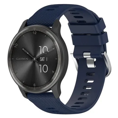 Correa de Reloj Garmin Forerunner 255 Music 22mm silicona textura cruzada (Azul Medianoche)