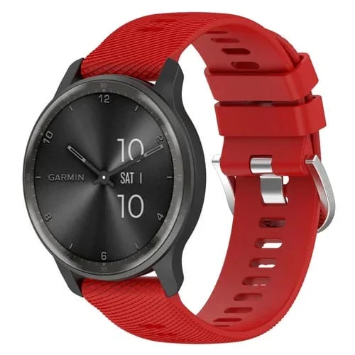 Correa de Reloj Garmin Forerunner 645 Music 20mm Silicona Textura Cruzada (Rojo)