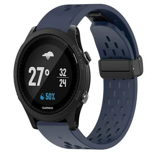 Correa de Reloj Garmin Forerunner 935 de silicona con orificio y hebilla plegable 22mm (Azul Medianoche)