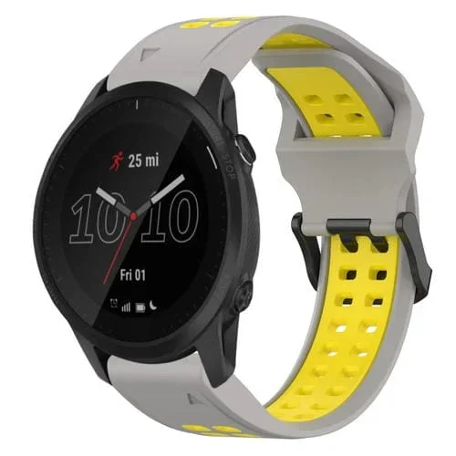 Correa de Reloj Garmin Forerunner 945 22mm silicona con hebilla inversa dos colores (Gris + Amarillo)