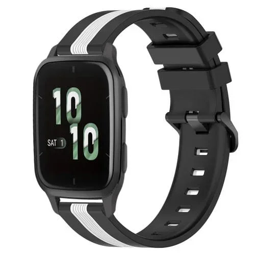 Correa de Reloj Garmin Forerunner Sq2 Silicona Dos Colores Vertical 20mm (Negro + Blanco)