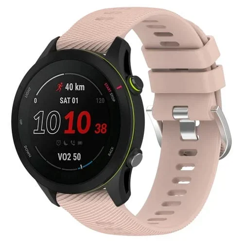 Correa de Reloj Garmin Forerunner255 Silicona Textura Cruzada 22mm (Rosa Claro)