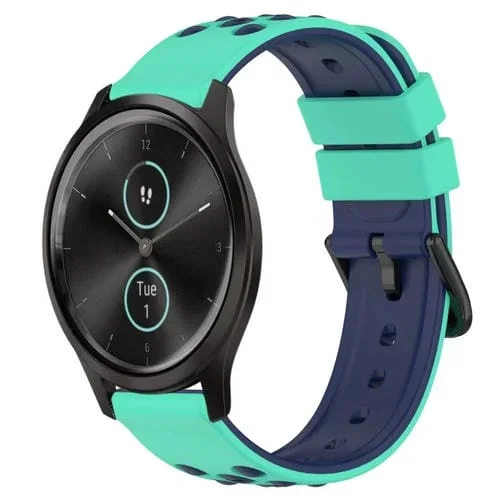 Correa de Reloj Garmin Garminmove Style 20mm Silicona Porosa Dos Colores (Verde Lima + Azul)