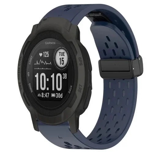 Correa de Reloj Garmin Instinct 2 silicona 22mm con hebilla plegable (Azul Medianoche)