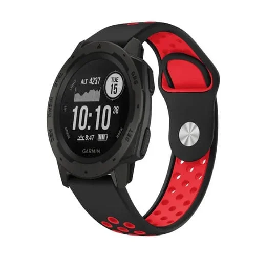 Correa de Reloj Garmin Instinct 22mm silicona transpirable (Negro + Rojo)