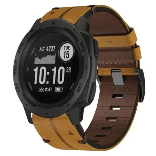 Correa de Reloj Garmin Instinct 22mm Textura de Cuero (Marrón)