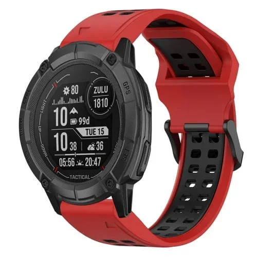Correa de Reloj Garmin Instinct 2X Solar 26mm silicona hebilla inversa (Rojo + Negro)