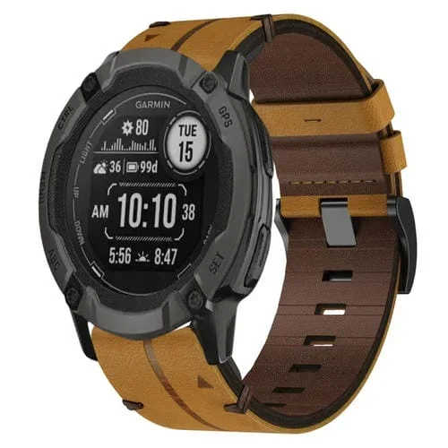 Correa de Reloj Garmin Instinct 2X Solar 26mm Textura de Cuero (Marrón)
