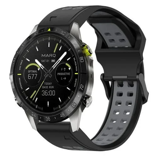 Correa de Reloj Garmin Marq Athlete Gen 2 22mm silicona con hebilla inversa dos colores (Negro + Gris)