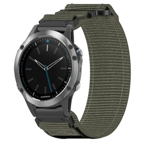Correa de Reloj Garmin Quatix 5 Nailon 22mm con Cierre de Gancho y Bucle (Gris)