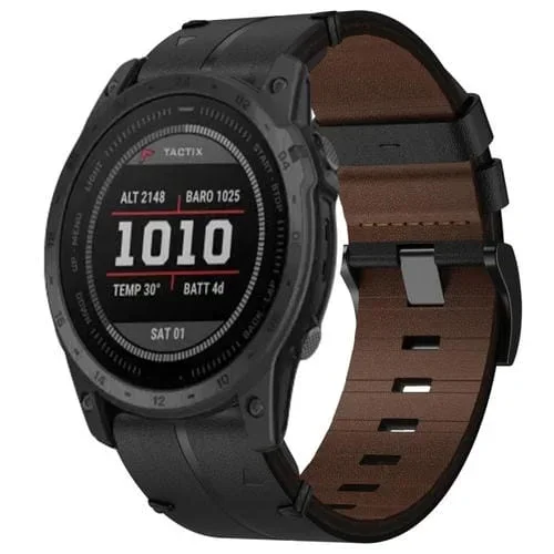 Correa de Reloj Garmin Tactix 7 26mm con Textura de Cuero (Negro)