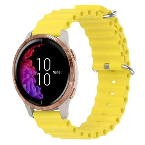 Correa de Reloj Garmin Venu Silicona 20mm Estilo Océano (Amarillo)