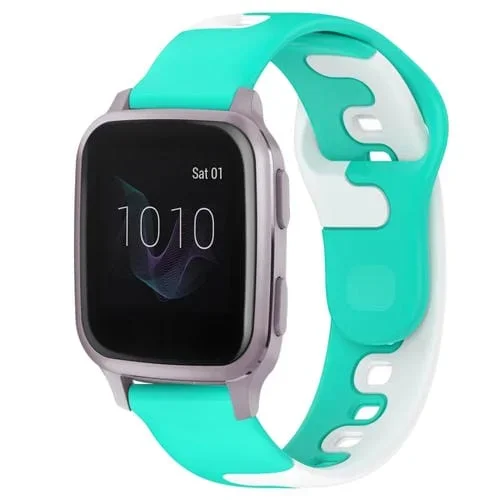 Correa de Reloj Garmin Venu Sq Silicona Doble Color 20mm (Cian + Blanco)