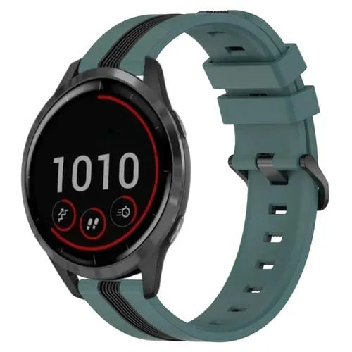 Correa de Reloj Garmin Vivoactive 4 22mm Silicona Dos Colores Vertical (Verde + Negro)