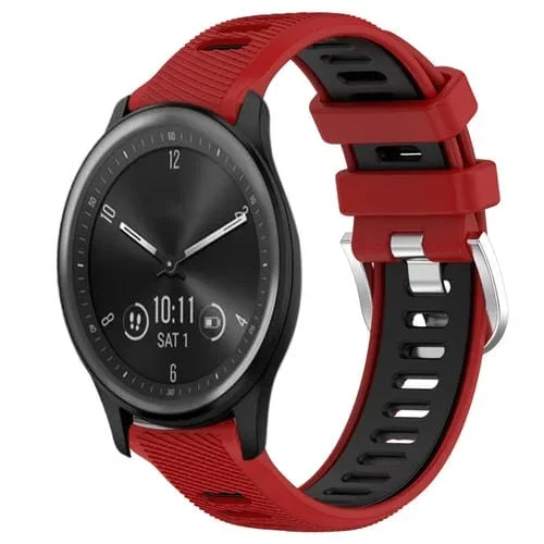 Correa de Reloj Garmin Vivomove Sport 20mm Silicona con Hebilla Acero (Rojo + Negro)