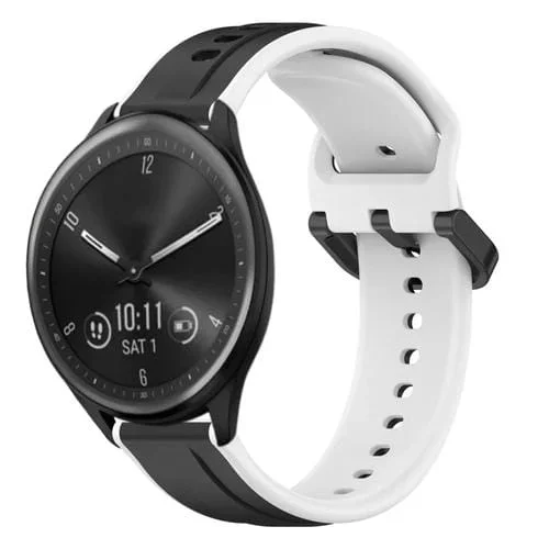 Correa de Reloj Garmin Vivomove Sport 20mm Silicona Convex Loop (Negro + Blanco)