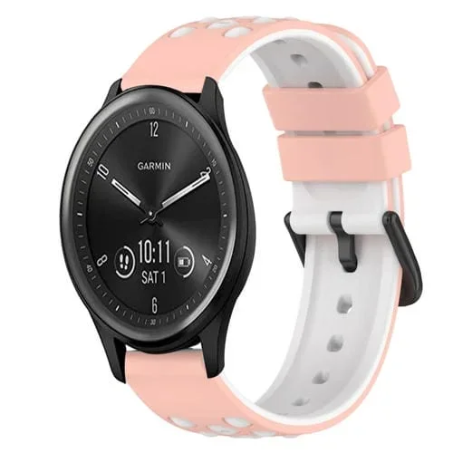Correa de Reloj Garmin Vivomove Sport 20mm Silicona Dos Colores (Blanco + Negro)