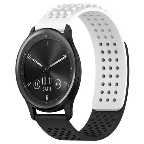 Correa de Reloj Garmin Vivomove Sport silicona 20mm puntos 3D transpirable (Blanco + Negro)