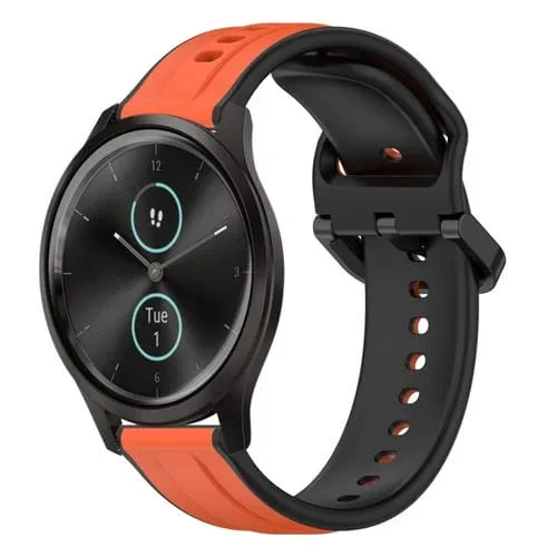 Correa de Reloj Garmin Vivomove Style 20mm Convex Loop Silicona Dos Colores (Naranja + Negro)