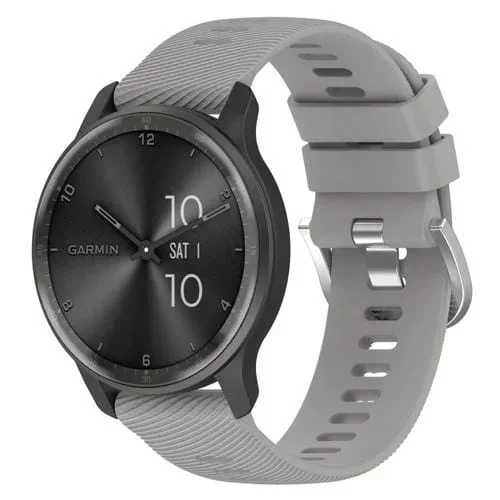 Correa de Reloj Garmin Vivomove Style 20mm Silicona Textura Cruzada (Gris Claro)