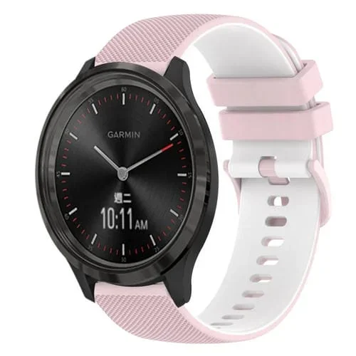 Correa de Reloj Garminmove 3 Silicona Dos Colores a Cuadros 20mm (Rosa + Blanco)
