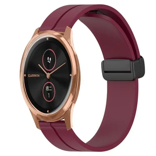 Correa de Reloj Garminmove Luxe 20mm Silicona Cierre Magnético (Rojo Vino)